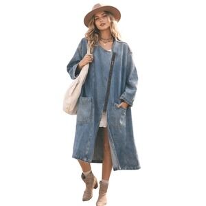Revolve Current Elliot Davida Denim Trench Coat Oversized slouchy (0) FITS XS/L